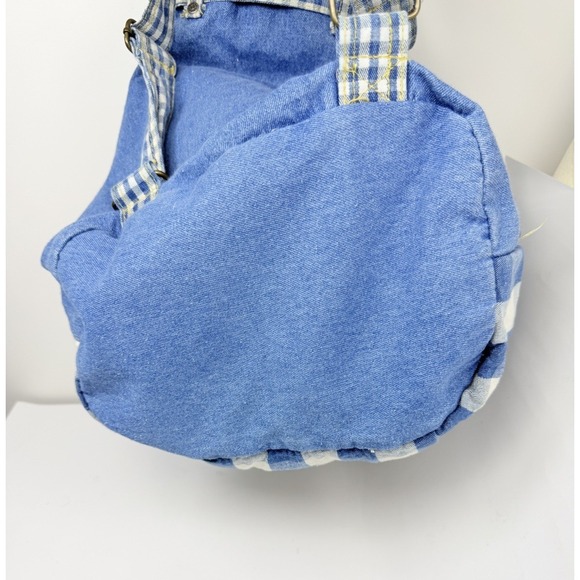 Vintage Baby Guess Denim Gingham Backpack Purse Y2K Rare Logo Bag Blue - Picture 13 of 16
